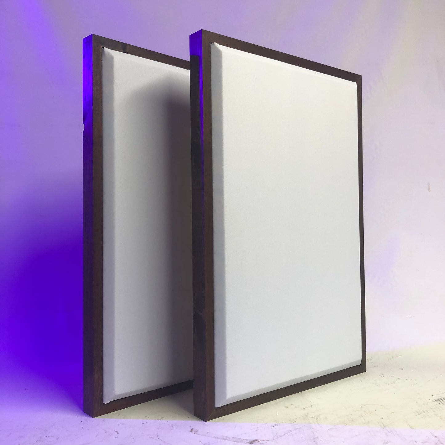 Acoustic Panels (Set of 2) White w/ Red Mahogany Frames - 28inx19in