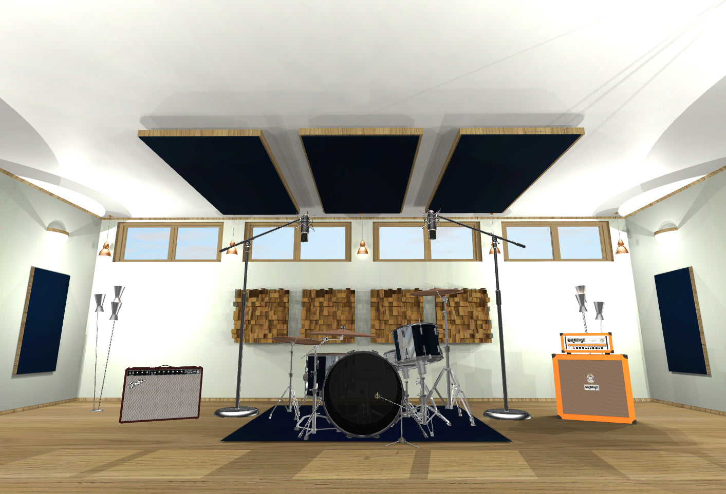 CEILING BAFFLE -  Black & Special Walnut