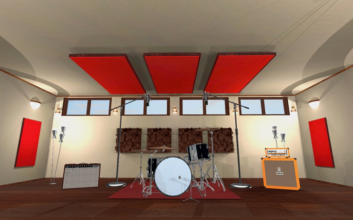 CEILING BAFFLE -  Cool Red & Red Mahogany