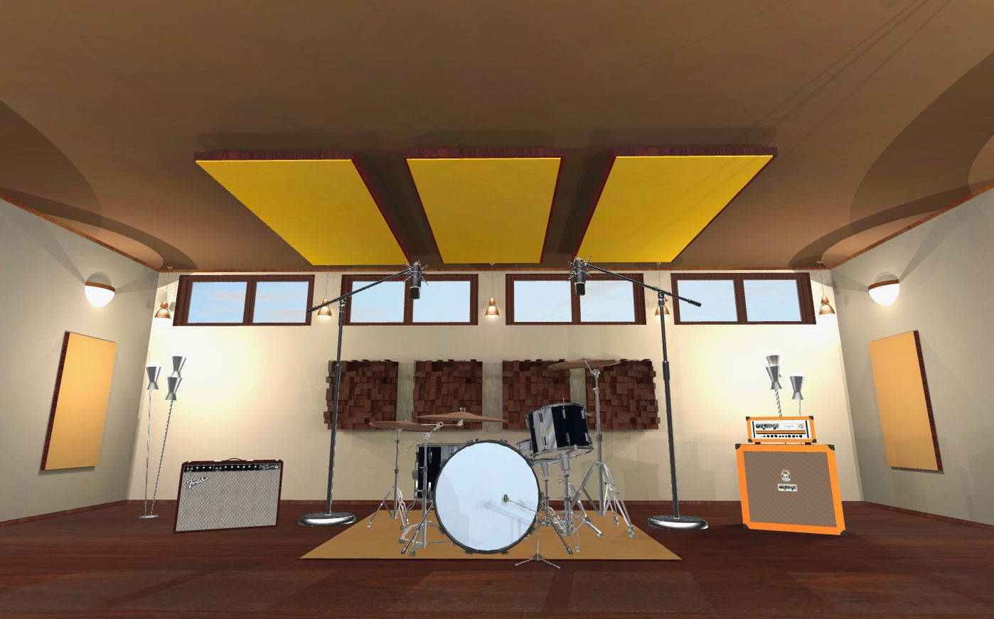 CEILING BAFFLE -  Gold & Red Mahogany