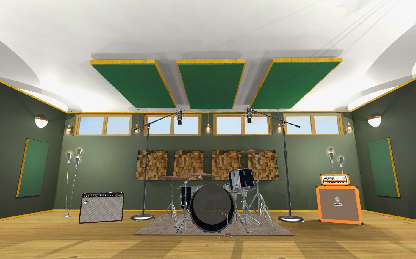 CEILING BAFFLE -  Hunter Green & Golden Pecan