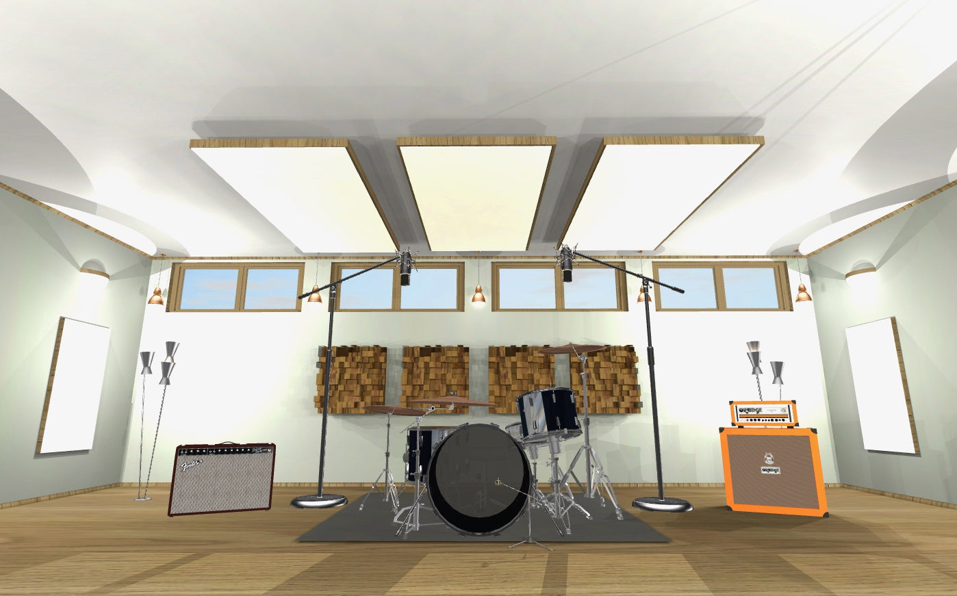 CEILING BAFFLE -  White & Special Walnut